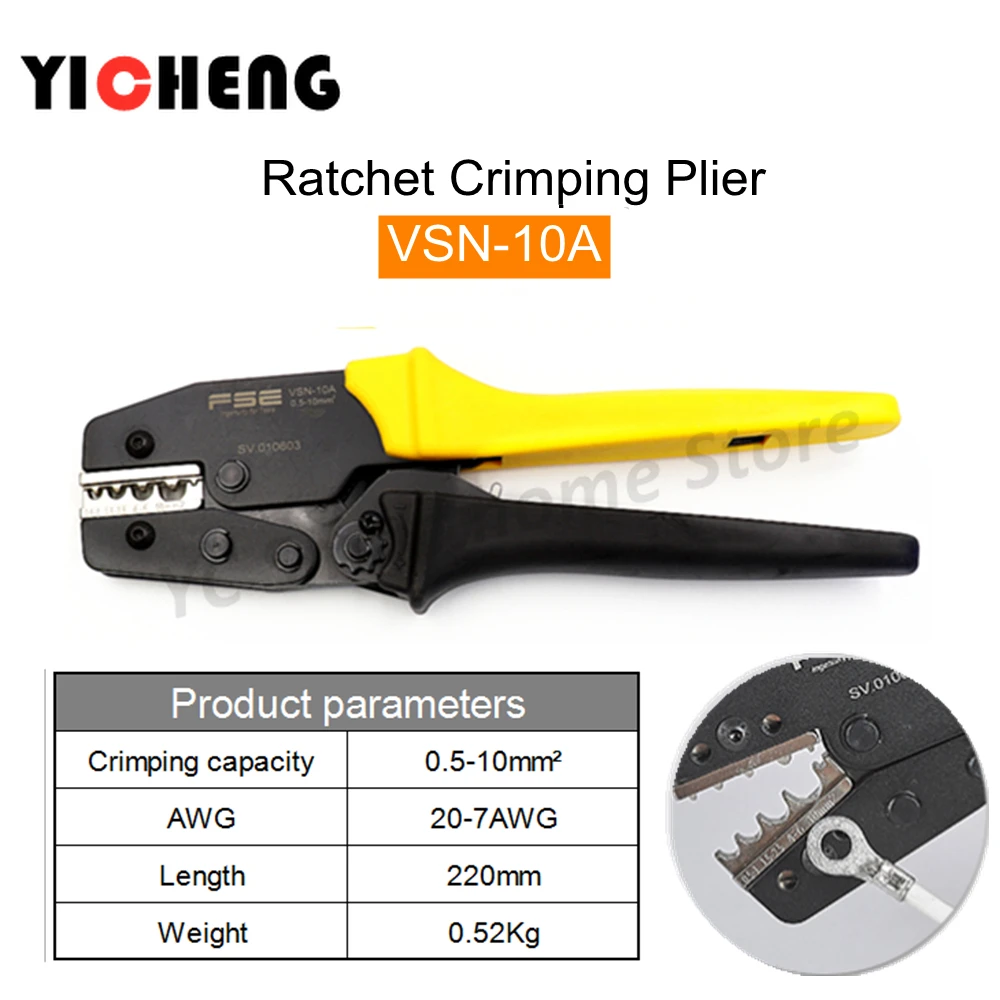 VSN-10A bare terminal (medium-sized) fast terminal pliers,Labor-saving crimping pliers, ratcheting cold crimping pliers