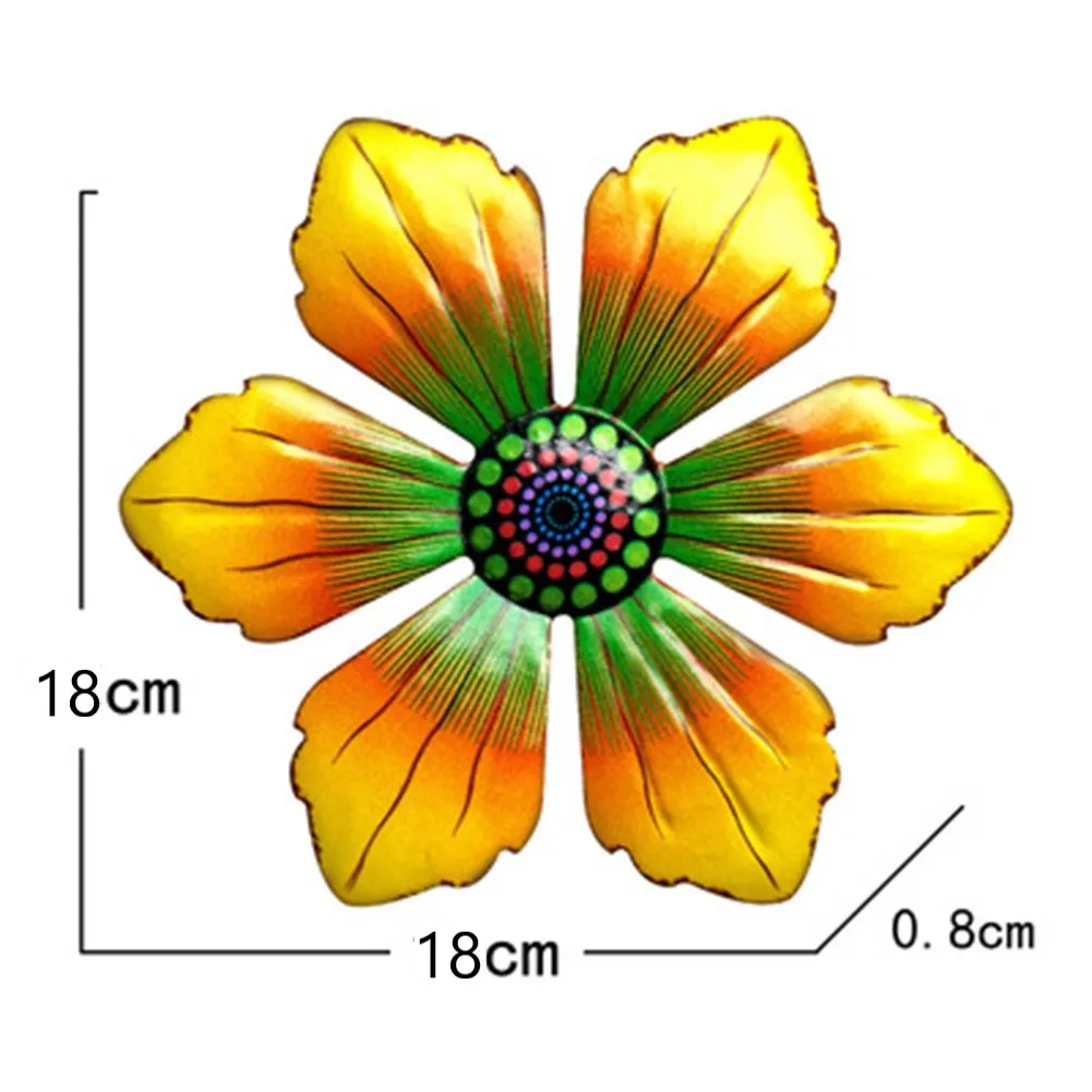Metalowy kwiat ścienny Rzeźba wisząca na zewnątrz Ozdoba wisząca do ogrodu Dekoracja podwórka Kreatywna dekoracja Niebieski Żółty Zielony Różowy