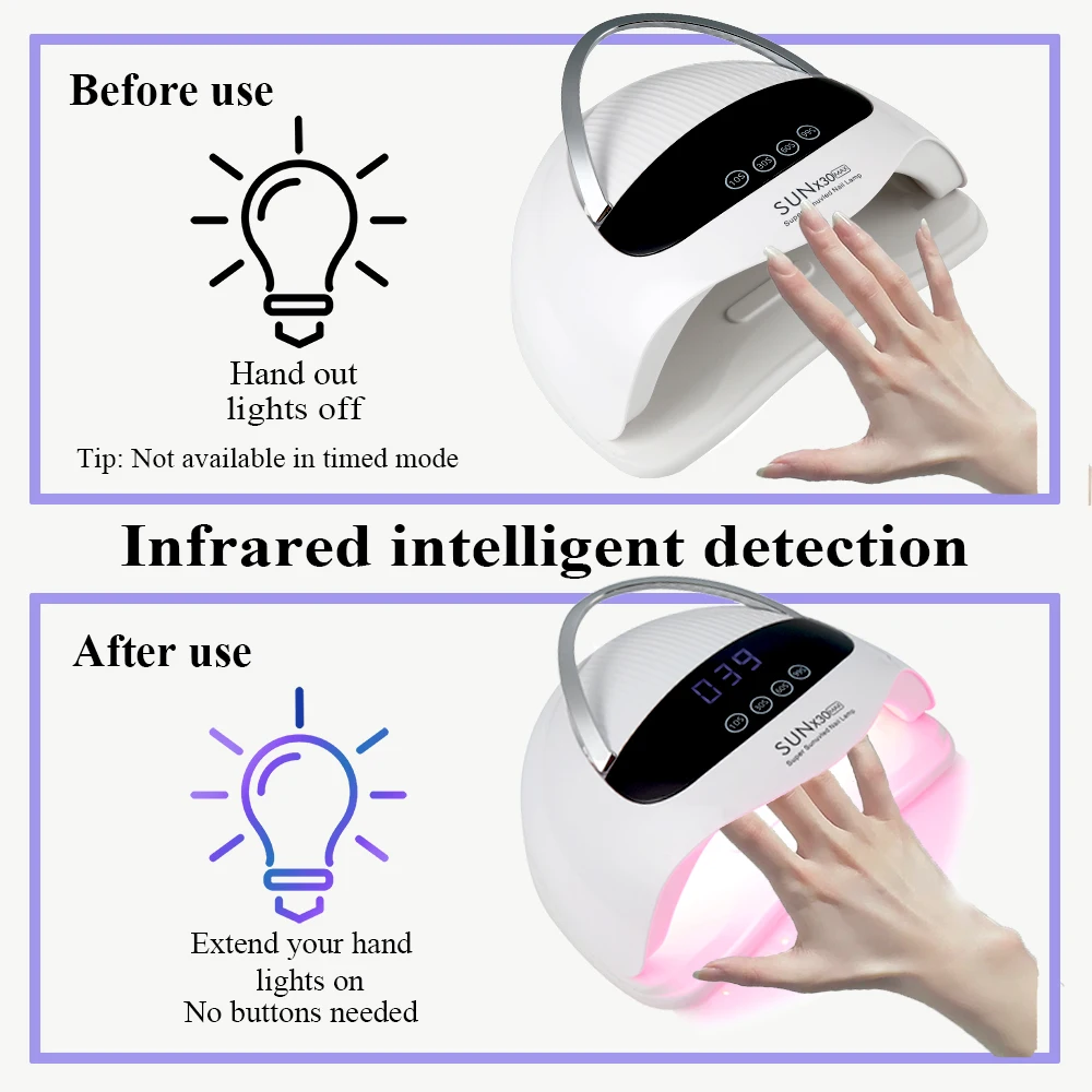 90個のLEDプロフェッショナルネイルランプLED UVランプSUN X30ネイルジェルポリッシュ乾燥機ライトネイルアートアクセサリーすべてのジェルネイル硬化用