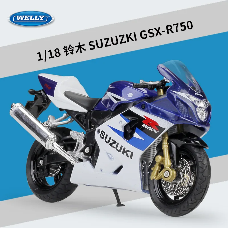 

Модель мотоцикла под давлением WELLY 1:18 SUZUKI GSX-R750 из сплава, практичные амортизирующие игрушки для детей, коллекция игрушек B245