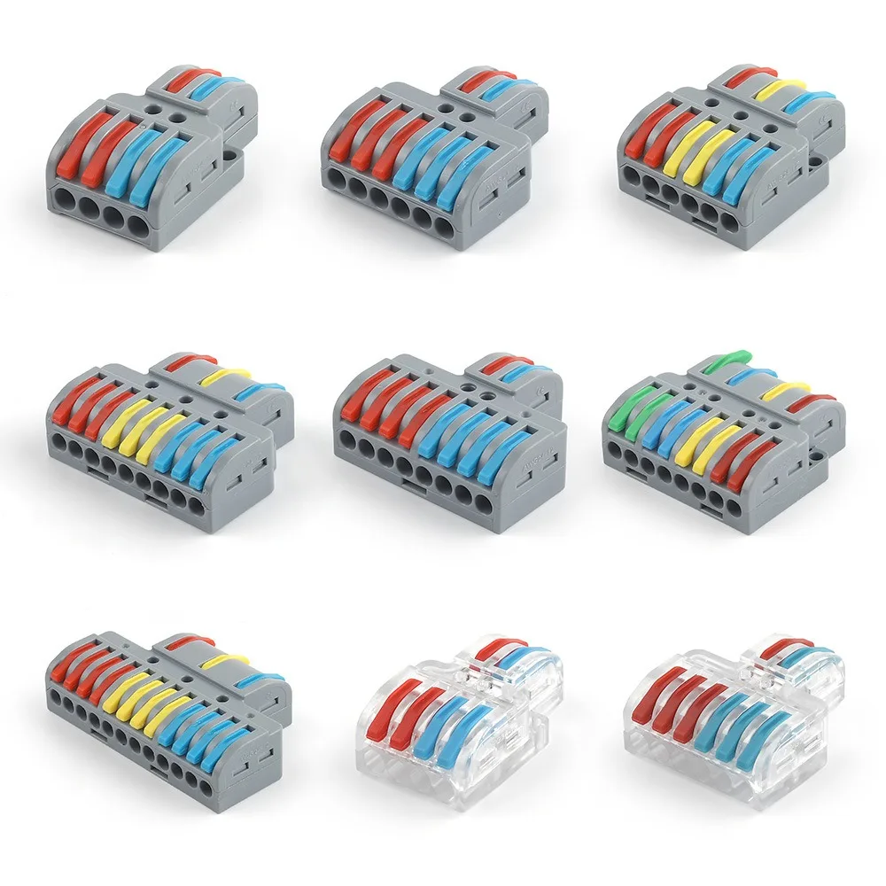 Universal quick-connect terminal block, multi-input/multi-output wire splitter, quick-connect wire splicing connector.