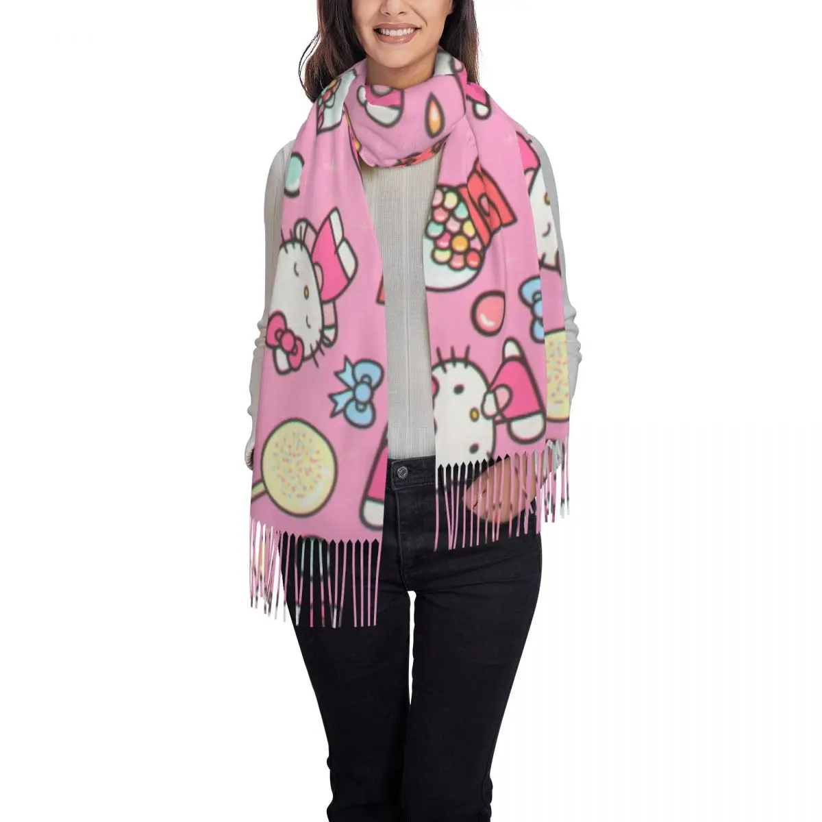 In Autumn Winter Kitty Pattern Hijab Sanrio Hot Selling Headband Birthday Female Windproof Outdoor