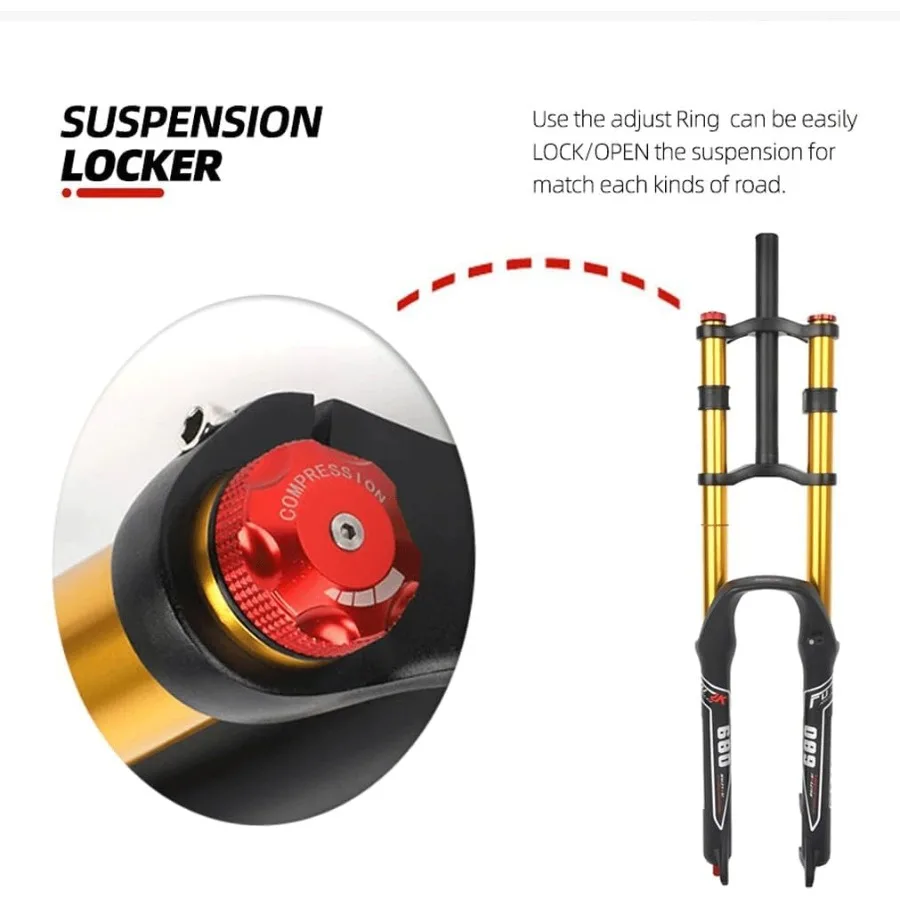 Amortyzowane widelce do rowerów górskich 26 cali z hamulcami tarczowymi MTB, złoty widelec 11/8, prosty widelec DH, pneumatyczny, skok 135 mm, regulacja odskoku 11/2 Coni