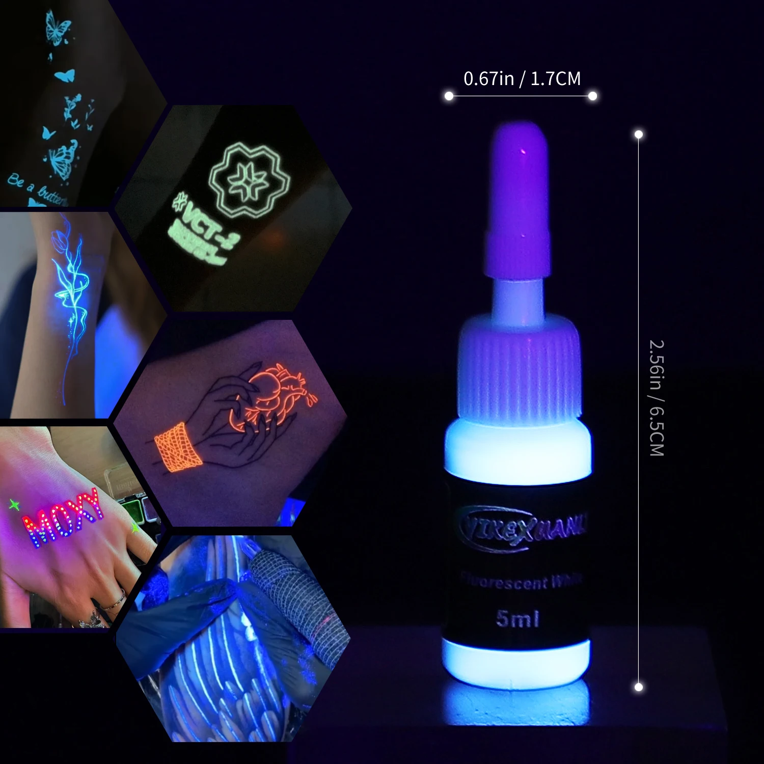 8pcs 5ml bottle professional fluorescent tattoo ink purple UV ink tattoo body painting pigment Professional Supply For Body Art