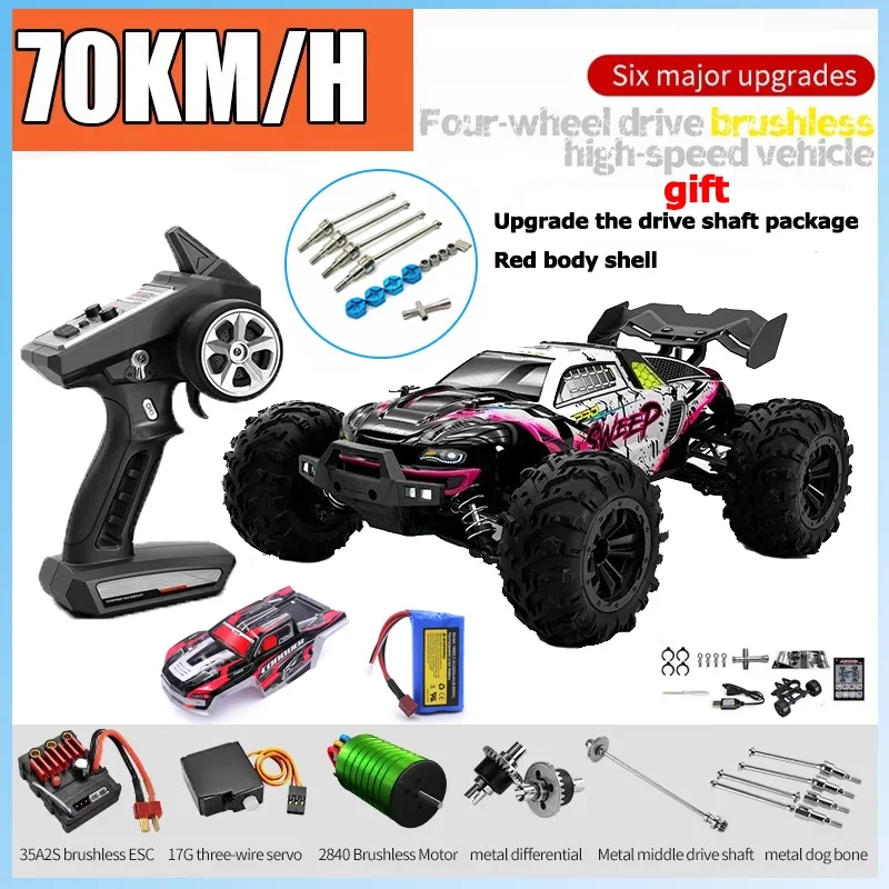 Rc Car Off Road 4x4 High Speed 75KM/H Remote Control Car with LED Headlight Brushless 4WD 1/16 Monster Truck，Your playmate