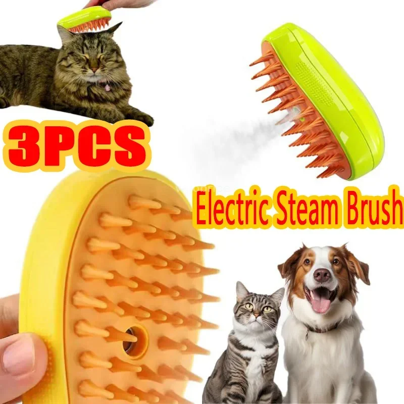 Steam Brush for Dog&Cat Steam Brush Steamy 3in1 Electric Spray Cat Hair Brushes for Massage Pet Grooming Comb Hair Removal Combs