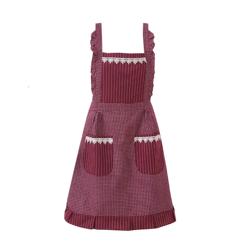 New Fashion Strap Type Cotton Princess Lace Apron Kitchen Oil-proof and Anti-fouling Home Work Clothes WaistApronKitchenSupplies