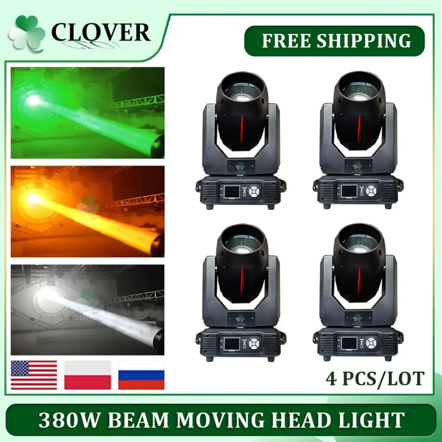 

4Pcs 380W Audience Light New Beam 380W 20R Moving Head Lighting Colored Beam Lighting For DJ Disco Concert Wedding Spotlight