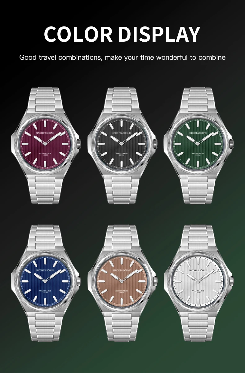 2026 New Arrivals Specht & Söhne Luxury 39.8MM Quartz Watch For Men Ultrathin Stainless Steel Sapphire Crystal 50M Waterproof