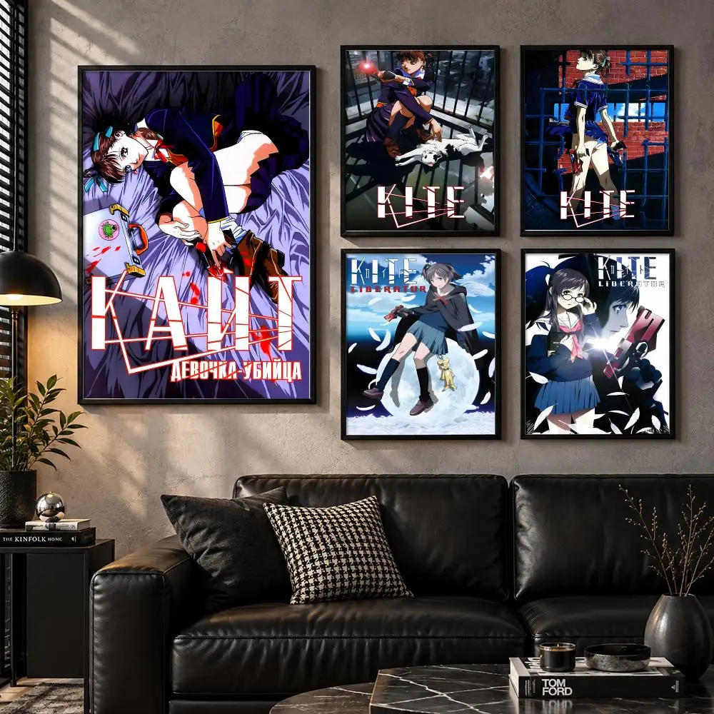 A Kite 90s Crime Action Anime Killer Noir OVA Cult Poster Self-Adhesive Unframed Fashion Wall Prints for Office & Home Decor