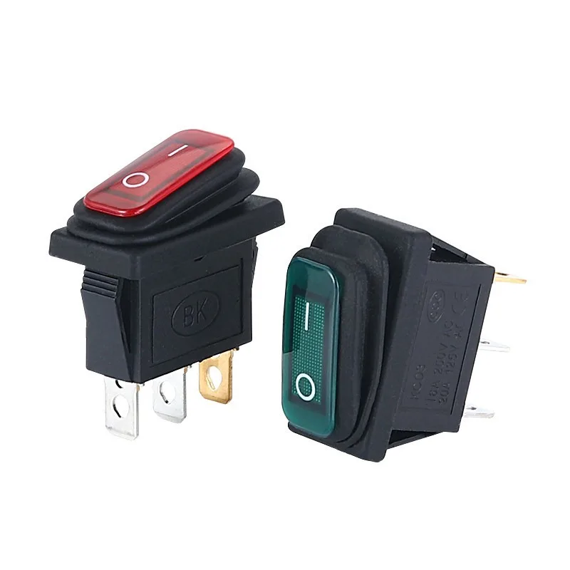 100pcs KCD3 Waterproof and Dustproof Boat-type Switch 3-pin 2-position Oil-resistant Rocker Power Switch Button15A250V