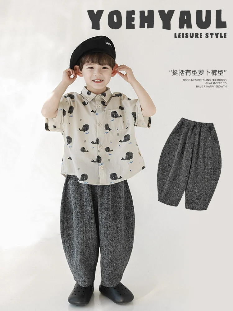 

Boys' Spring New Soft Radish Pants Straight Tube Breathability Versatility Pants Trendy