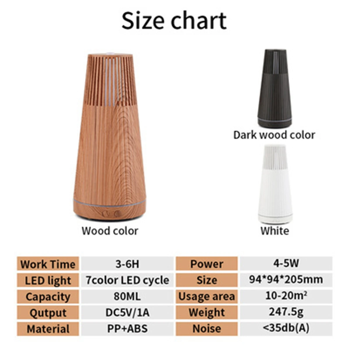 Humidificador de aire eléctrico, difusor de aceites esenciales con Control remoto, minigenerador de niebla de grano de madera y luz LED A