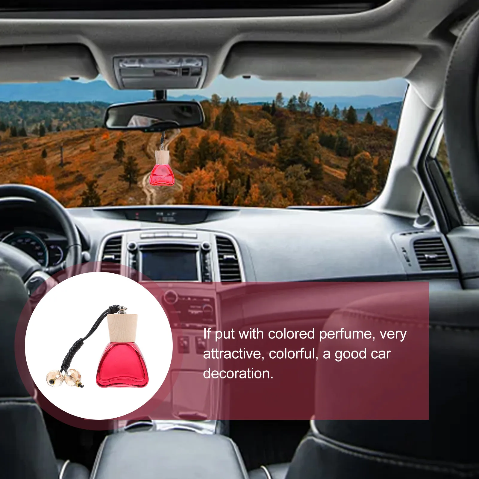 

1Pcs Car Perfume Bottle Pendant Glass Auto Hanging Decor Essential Oil Refillable Bottle Car Aromatherapy Diffuser Hanging
