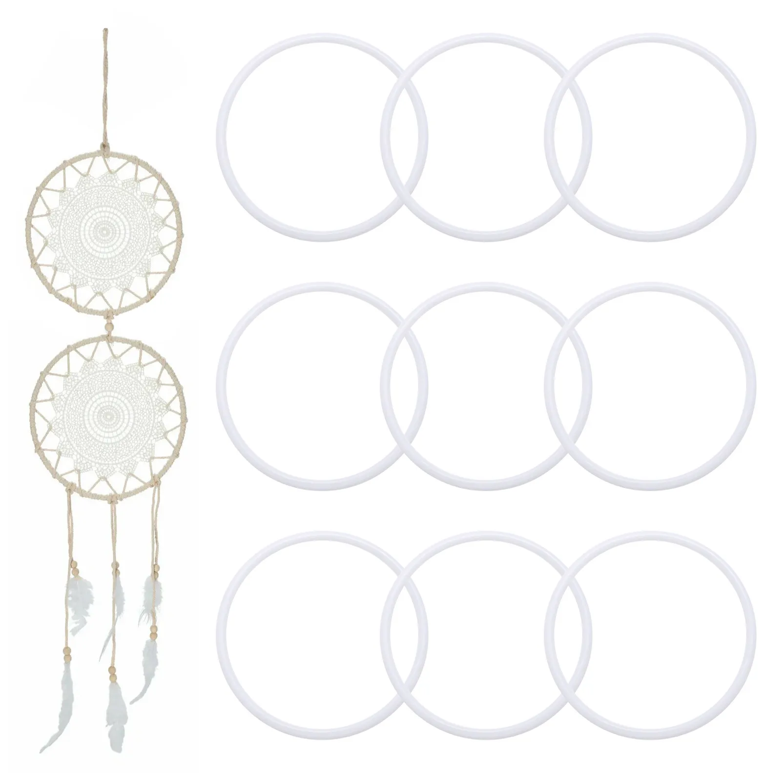 

20Pcs DIY Dreamcatcher Material Plastic Circle 11Cm White Craft Ring for Handmade Spirit Decoration Mandala Art Projects