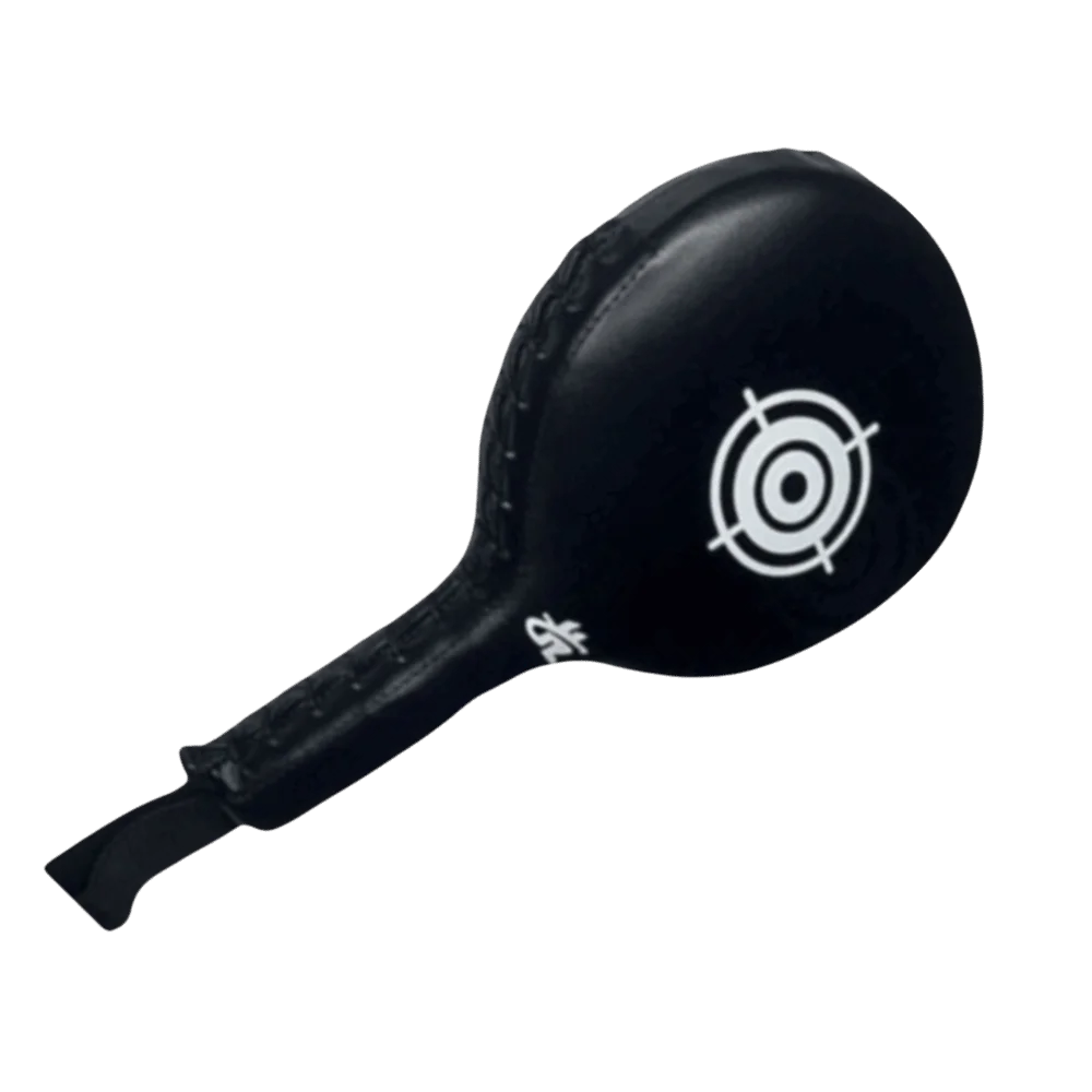 PU Boxing Target Paddle Black Handheld Paddle Handheld Striking Pad Stitched Edges Wrist Strap Black PU Boxing Target