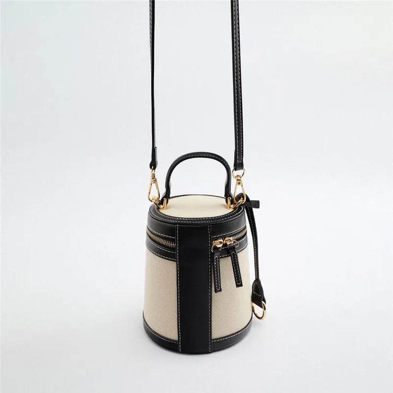 Fashion Canvas Buckets Bag Designer Panelled Women Handbags Patchwork Shoulder Crossbody Bag Small Casual Summer Tote Mini Purse