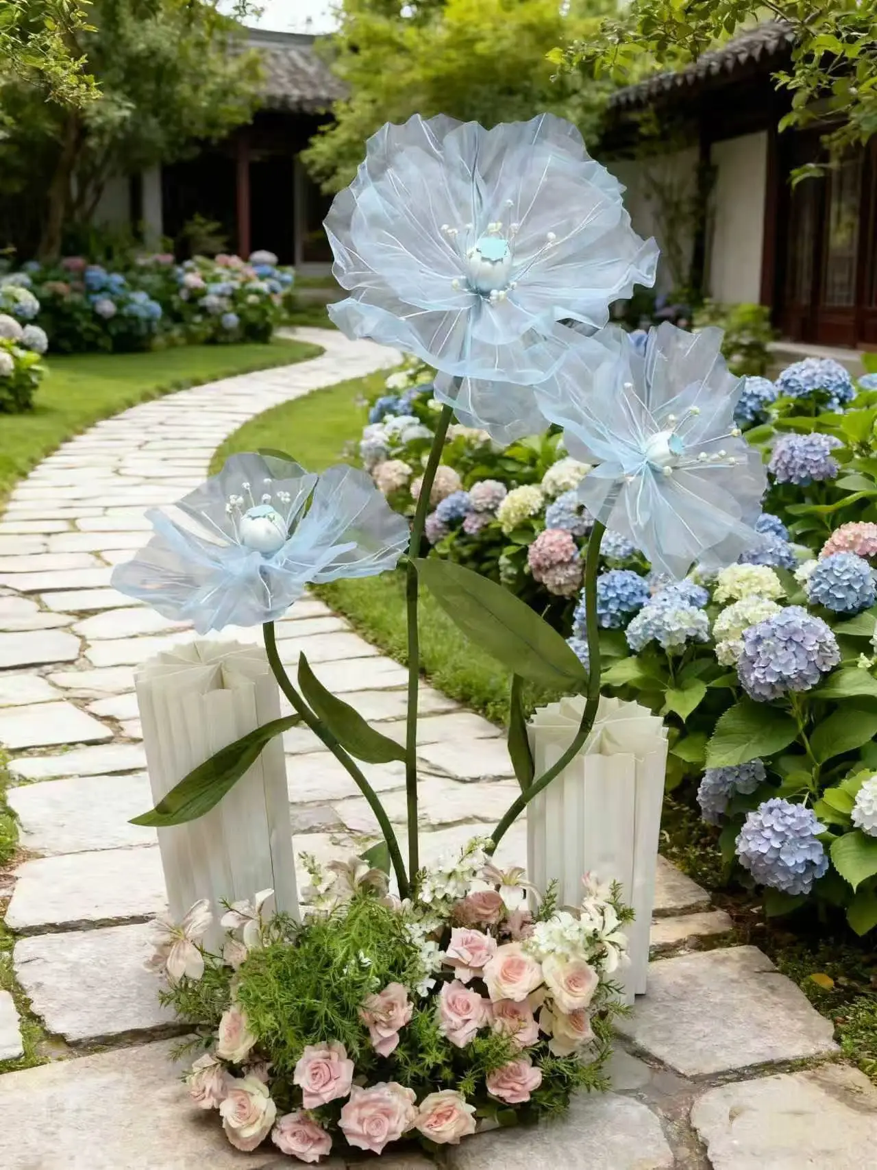 

Giant Artificial Flowers With Stand Silk Flowers Artificial Backdrop Decoration Open And Close Poppy Flower Decoration Moving