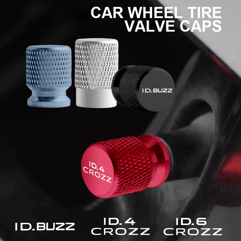 4Pcs For ID.BUZZ ID.4 CROZZ ID.6 CROZZ Logo Emblem Car Tire Valve Caps Badge Metal Cap Case Accessories