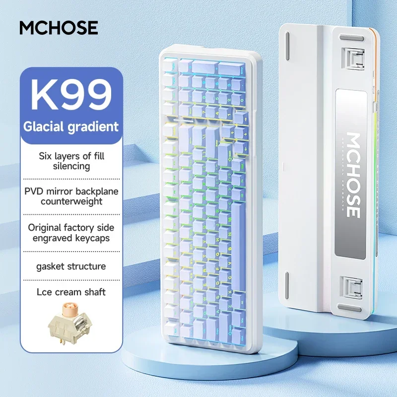 

Mchose K99 Wireless Aluminum Alloy Keyboard Full Key Hot-swappable Conflict-free Macro Defines Gaming Keyboard Accessories