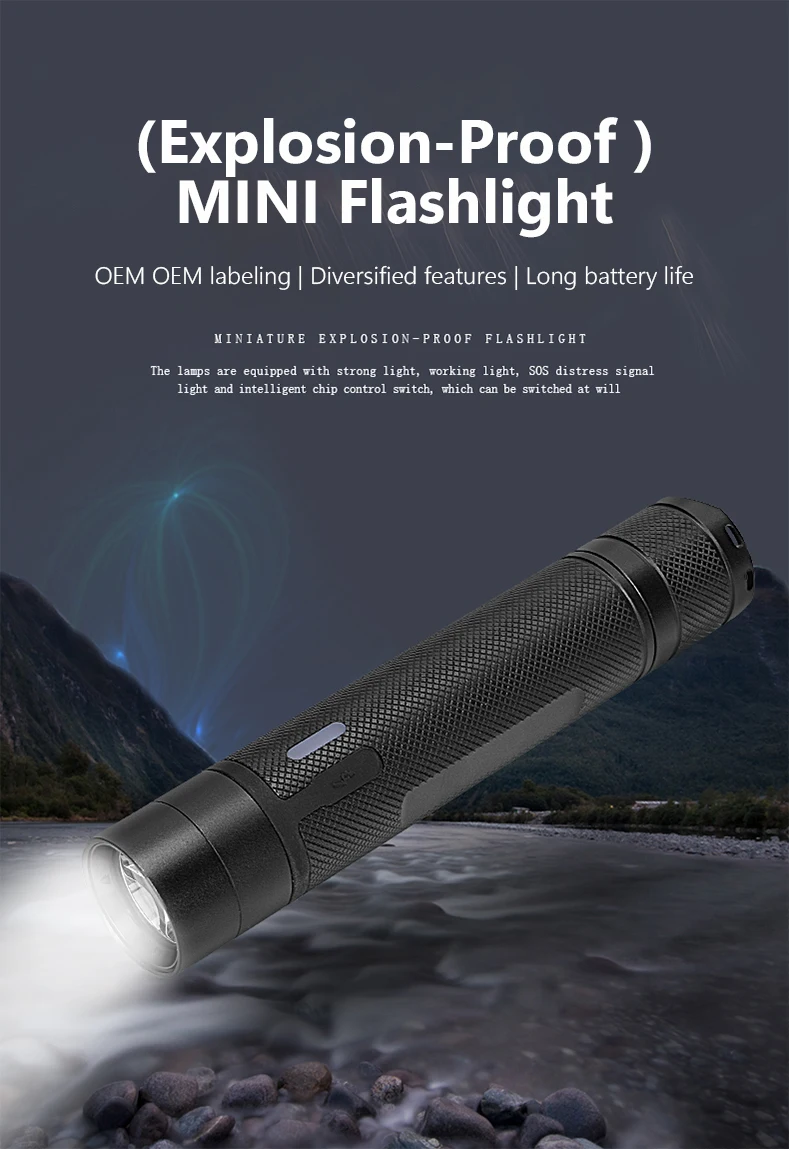 7302 Micro Explosion-proof Helmet Flashlight Fireproof Headlight High Power EX LED Torch Type C USB Rechargeable