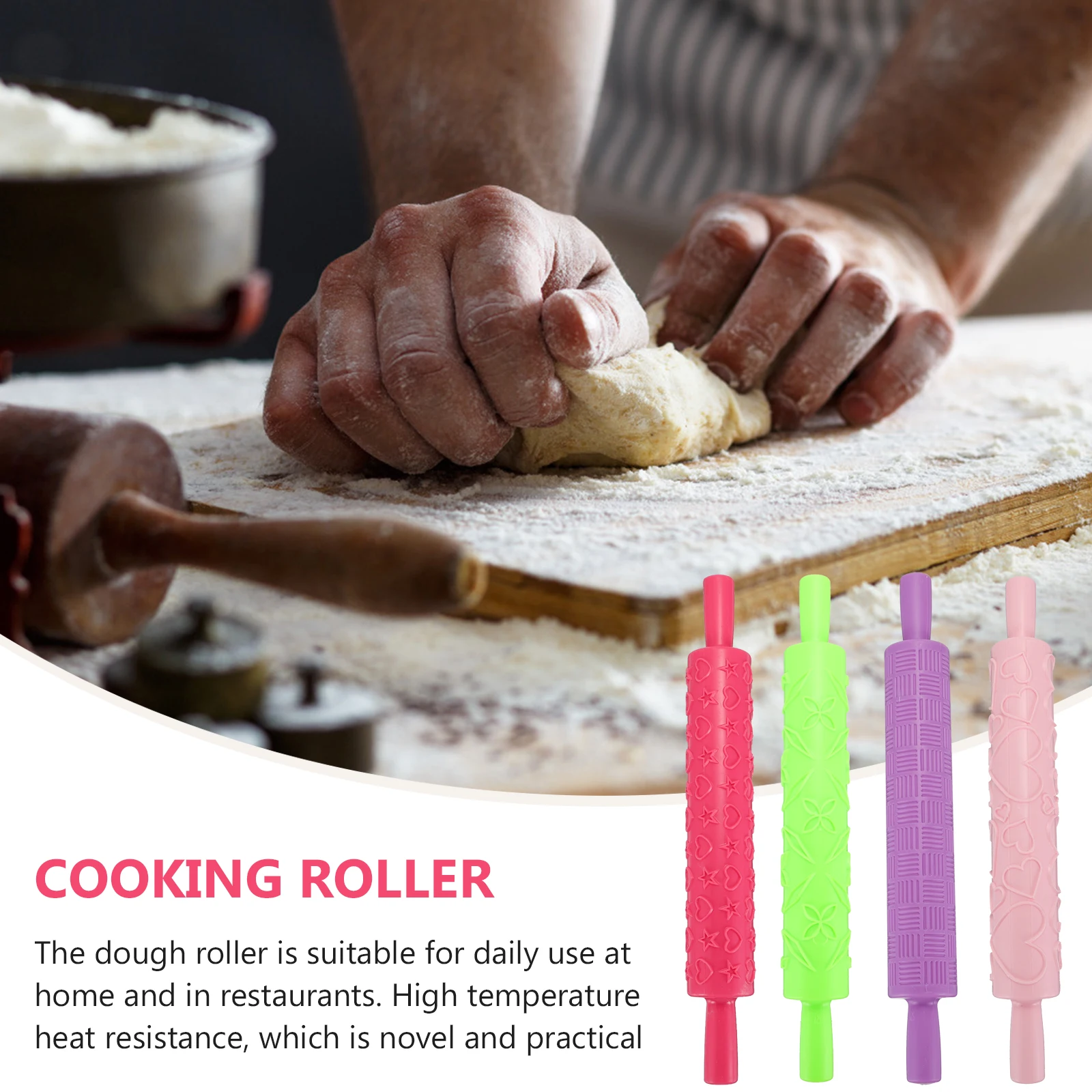 

Marble DIY Printed Rolling Pin Engraved for Dough Heart-shaped Embossed Plastic