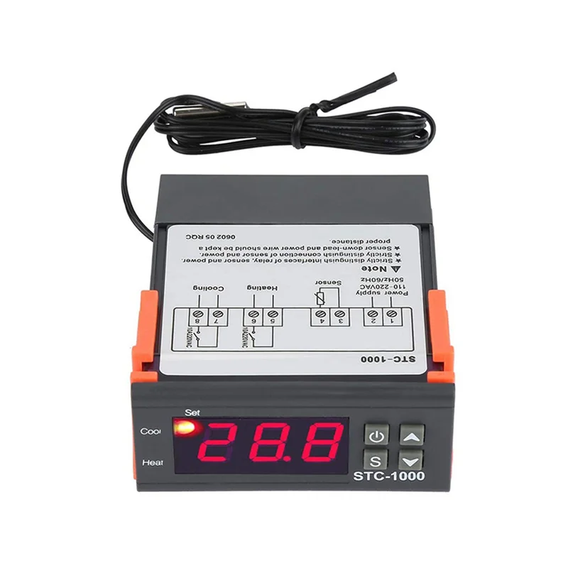 ABRW-2X STC-1000 110-220 В цифровой регулятор температуры терморегулятор инкубатор реле светодиодный 10A инструмент для нагрева и охлаждения