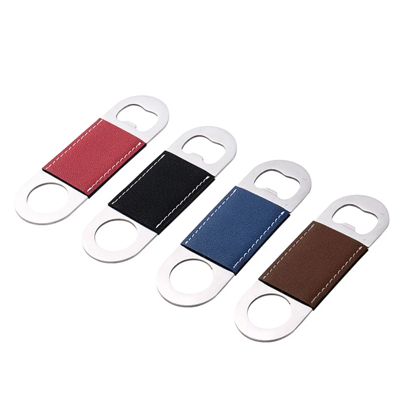 Laser PU Leather Bottle Opener Heat Sublimation Blanks Can Opening Beer Bottle Opener Restaurant Beer Metal Opening Tool Gift