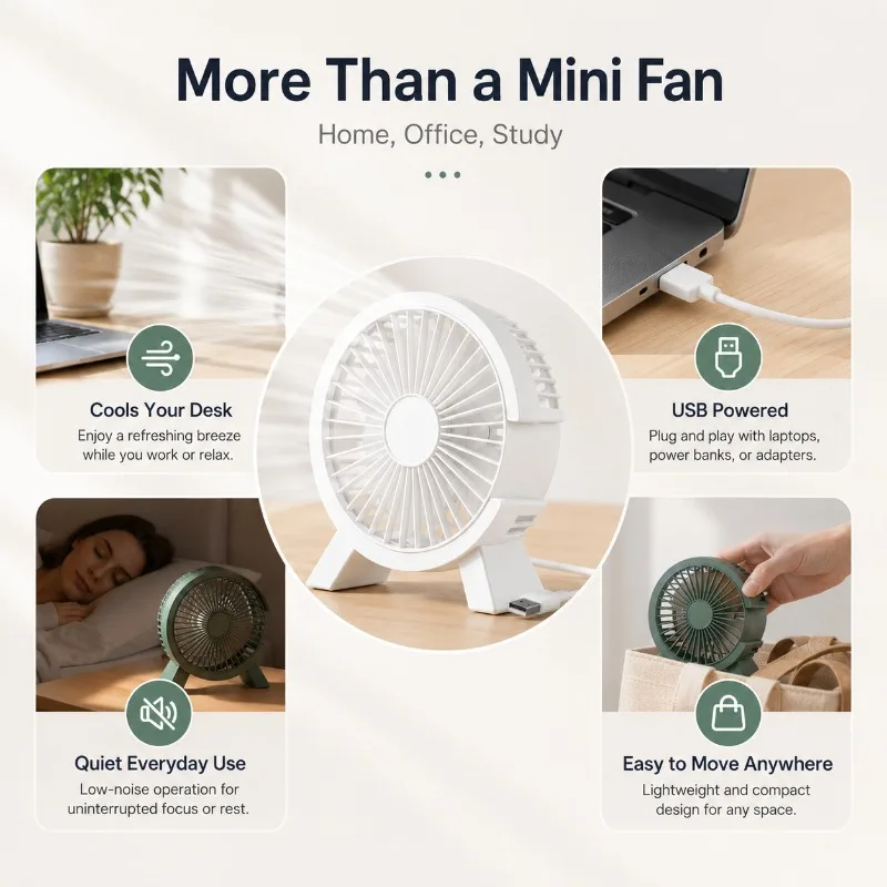 ミニ USB 充電式テーブルファンポータブル小型ファン学生寮 - Home Office Tech Gadgets のレビューと価格