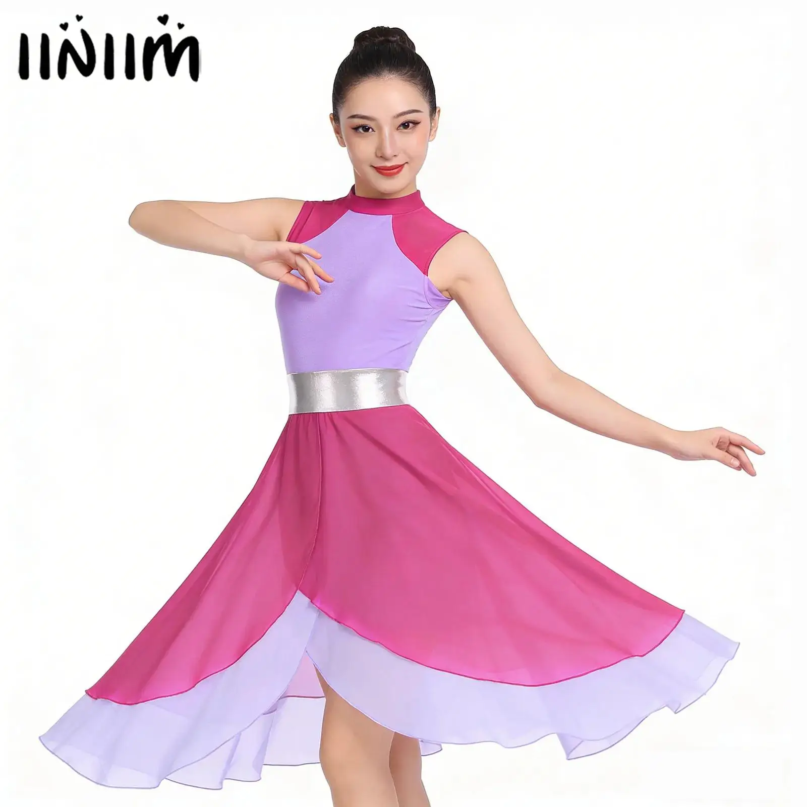 Mulheres ginástica collants ballet dança wear litúrgico louvor lírico dança sobreposição vestido túnica vestidos de adoração litúrgica