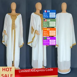 Two Piece Set Dress African Dresses for Women 2023 Traditional Gold Embroidery Clothing Islam Kaftan Abaya Musulman Robe Femme