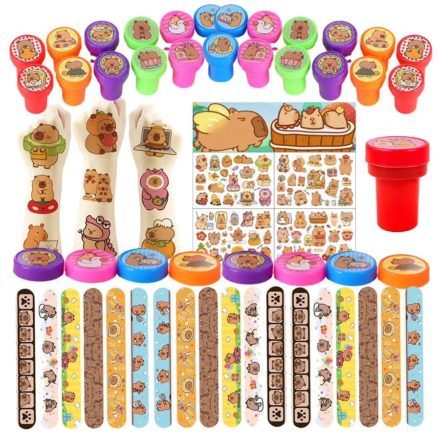 

Capybara Party Favors Seal Stamps Gifts Goodie Bag Pinata Fillers Temporary Tattoo Sticker Slap Bracelets Birthday Wedding Gifts