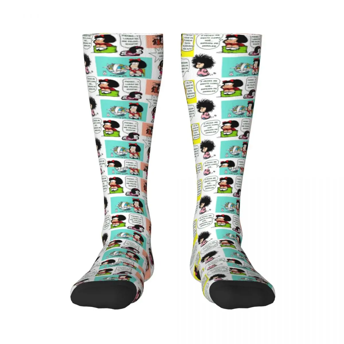 Manga Quino Mafalda Women Thigh Knee High Stockings Cool Kawaii Cartoon Over The Calf Tube Socks