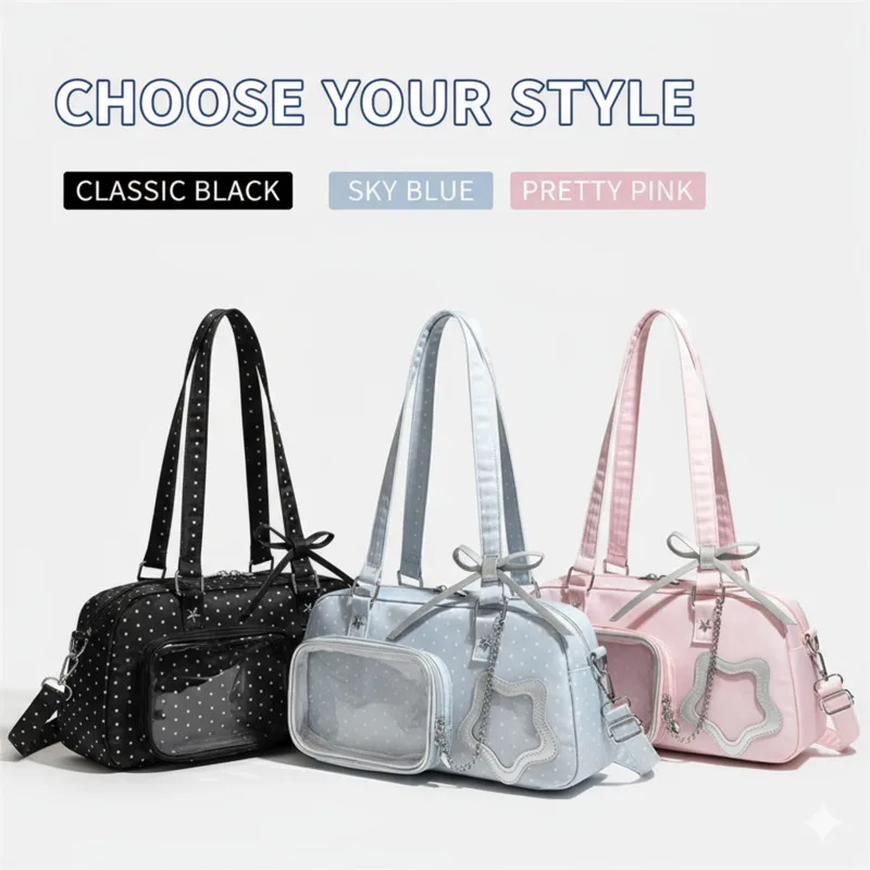 

Y2K Polka Dot Itabag Korea Star Itabag Print Anime Doll Display Bag High Capacity Concert Fan Shoulder Crossbody Itabag Gift New