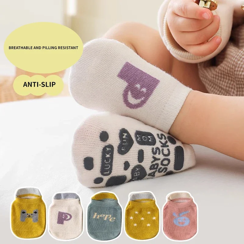 

Non- slip Baby Newborn Kids Boys Girls Grew Socks Letter Animals Parten Cotton Solid Comfortable Soft Cute Short for Baby