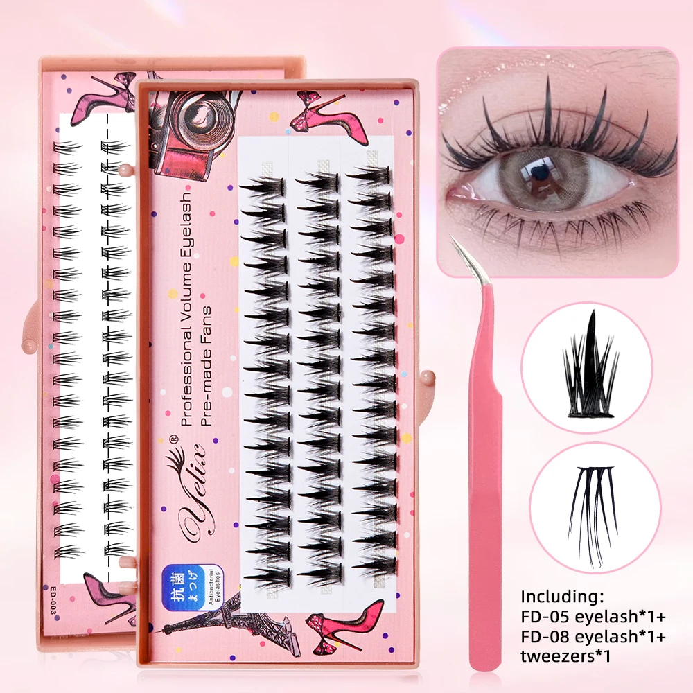 

Eyelash Kit With Upper&Lower Eyelashes &Tweezer Lash Extension Kit Easy To Use Makeup Set Lashes For Grafting By Yourself