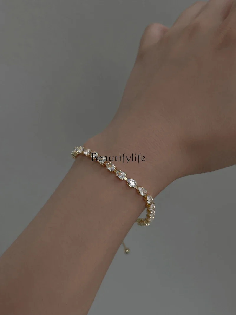 Light Luxury Micro Inlaid Zircon Bracelet Retro High-Grade Cold Style Personalized Exquisite Hand Jewelry