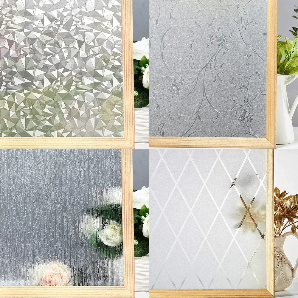 Mul-size Lattice Frosted Window Film Window Privacy Film Static Cling Window Vinyl Opaque Glass Sticker Non Adhesive Anti-UV