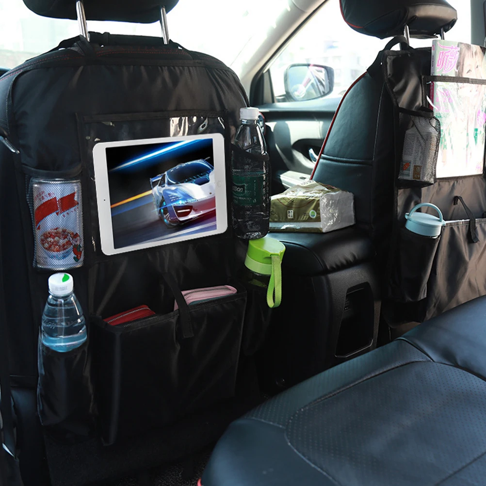

Car Backseat Organizer Multifunctional Travel Car Storage Bag Seat Cover Organizer with Mesh Bags(Black)