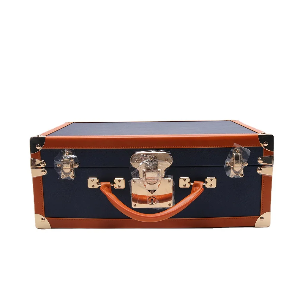 30-Slot Rectangular Leather Watch Storage Box Wooden Metal Corner Guards Velvet Lined Eyeglasses Jewelry Packaging Model W10