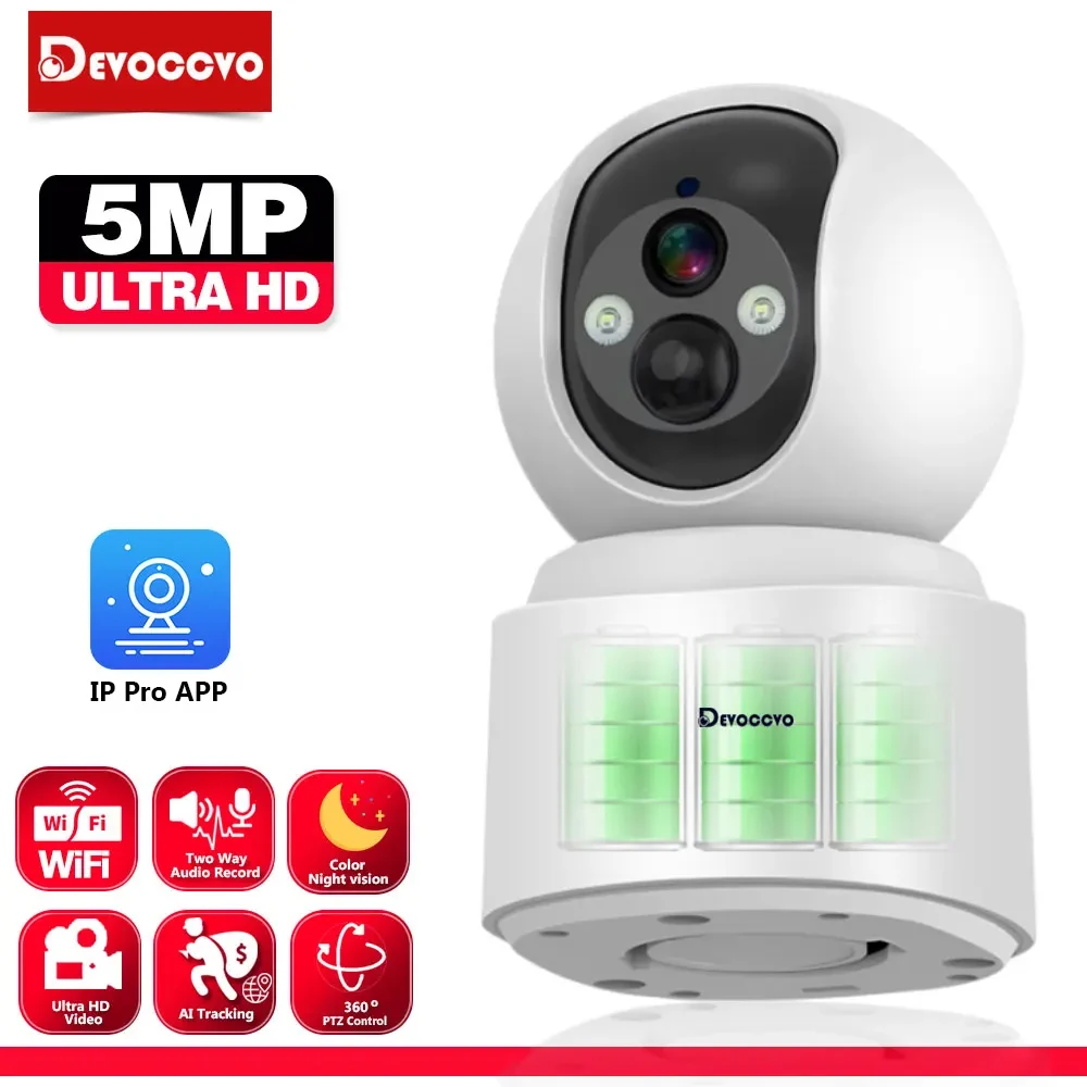 

5MP WiFi PTZ Camera Home Indoor Built-in Battery Wireless IP Surveillance Camera AI Detect Auto Tracking Security Baby Monitor