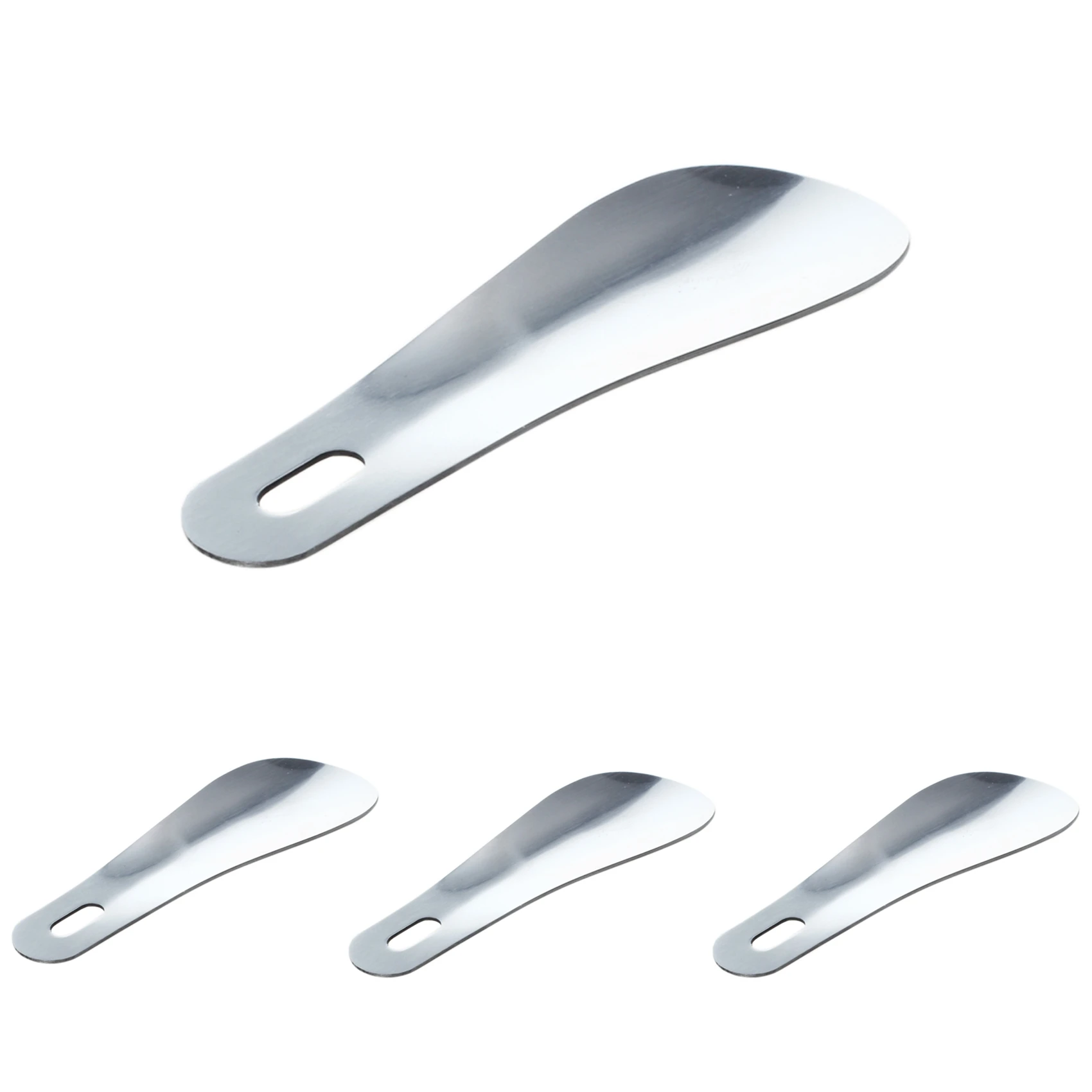 NEW-4 Pcs 10Cm 4 Inch Professional Stainless Steel Metal Shoe Horn Long Shoespoon