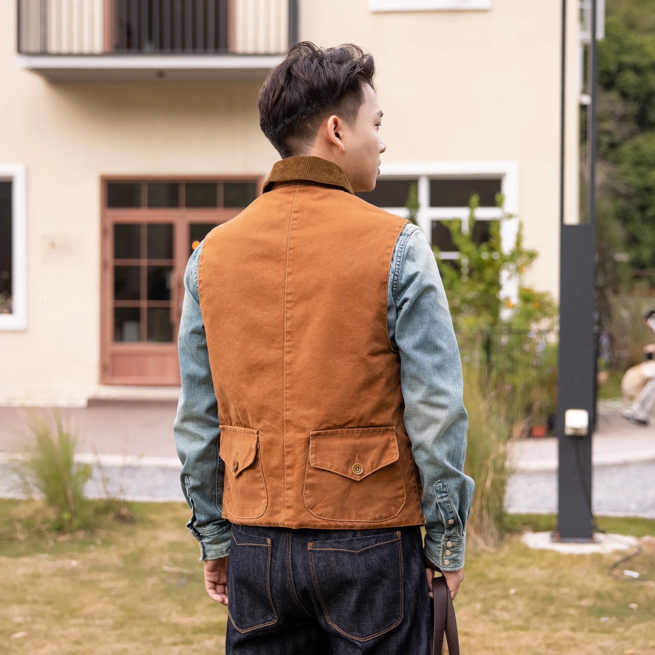 FW-0012 US Big Size Super Quality Multi Pockets Waistcoat Men's Cotton Canvas Fishing Vest