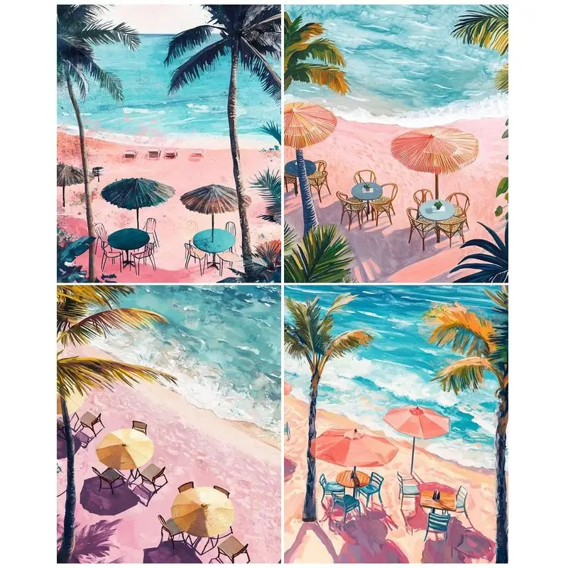 

CHENISTORY Paint By Number Beach and sea view Drawing On Canvas HandPainted Painting Art Gift DIY Picture By Number Kits Home De