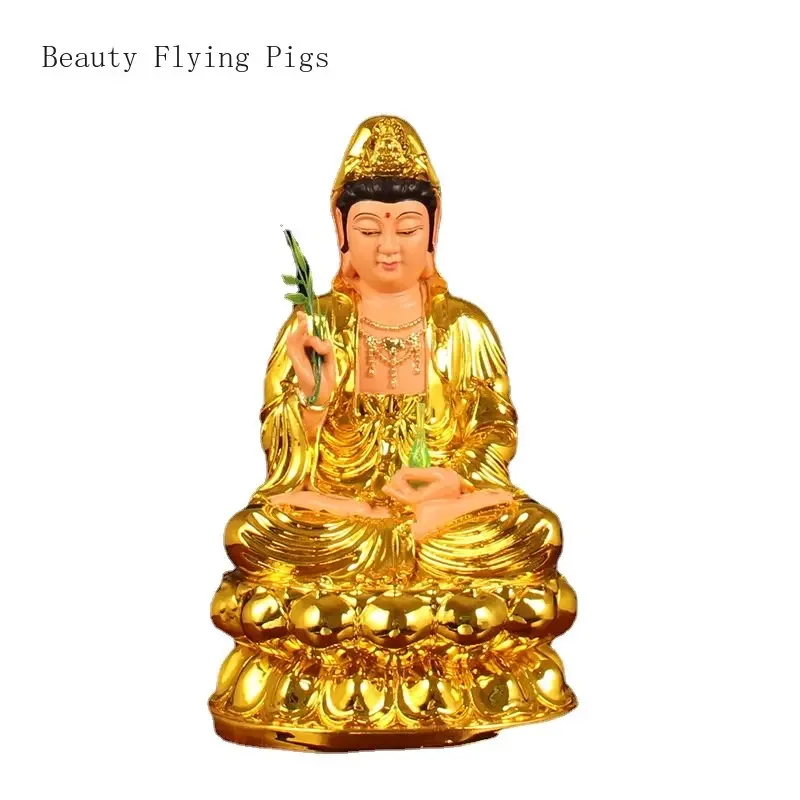 

12 inch gold-plated resin Guanyin Bodhisattva Buddha statue home offering Guanyin statue decorations figurines feng shui