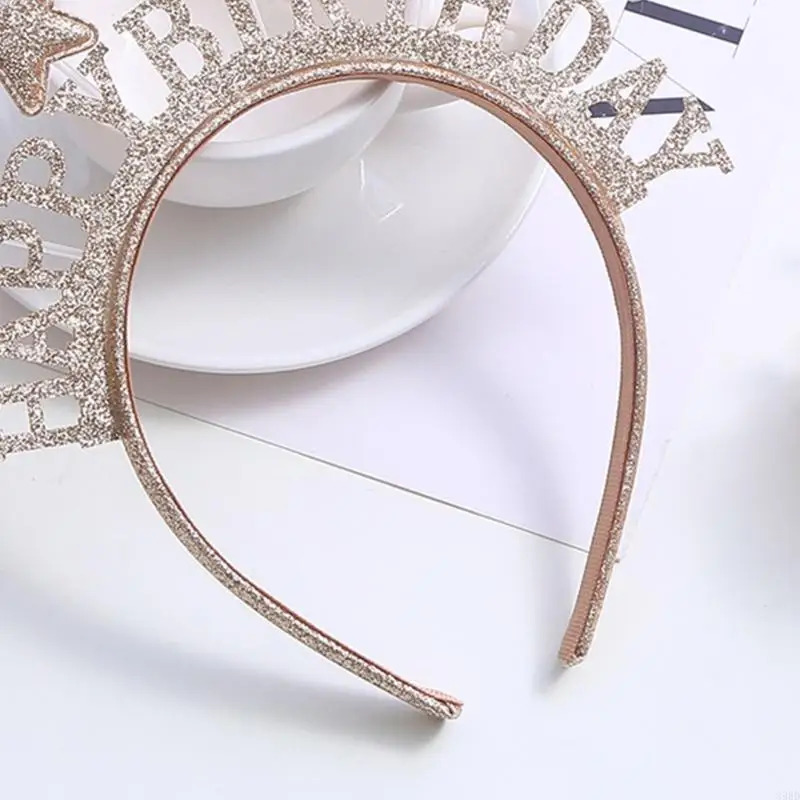 

652F Adult Teen HAPPY-BIRTHDAY Star Headband Festival Hair Hoop for Party Performances Unisex Headpiece