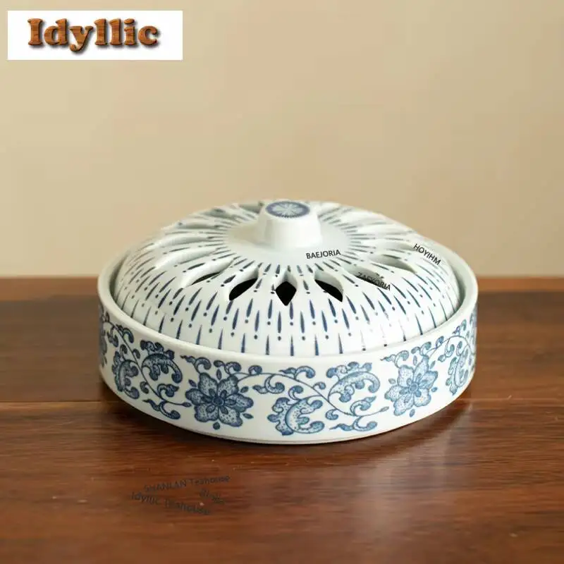 Blue-and-white Lotus Pattern Incense Holder Water Fountain Decoration Incense Burners Consecrate Censer Tea Services Decoration