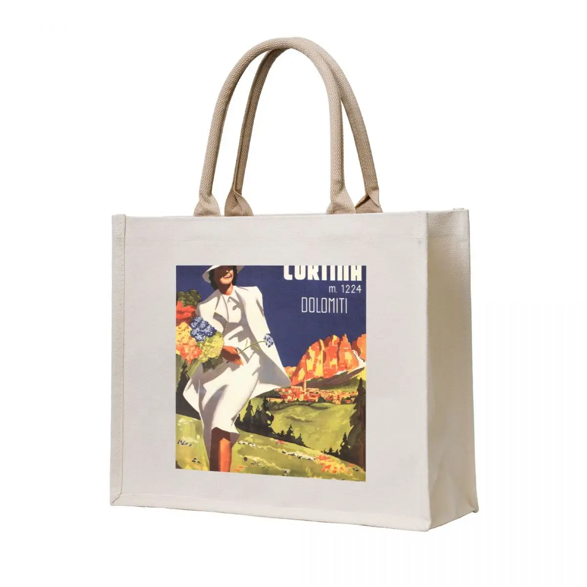 

CORTINA DOLOMITI ITALY Mountains Vintage Travel Tourism Poster Advertisement Tote Bag handbag canvas tote bags custom canvas bag