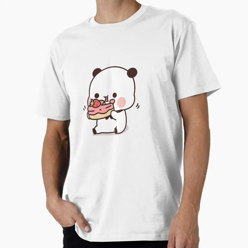 Bubu enjoying her cake for dessert t shirt ‌kawaii‌ Panda Bear Cartoon Graphic tee Cute Y2K Clothes 100% cotton All size Tee