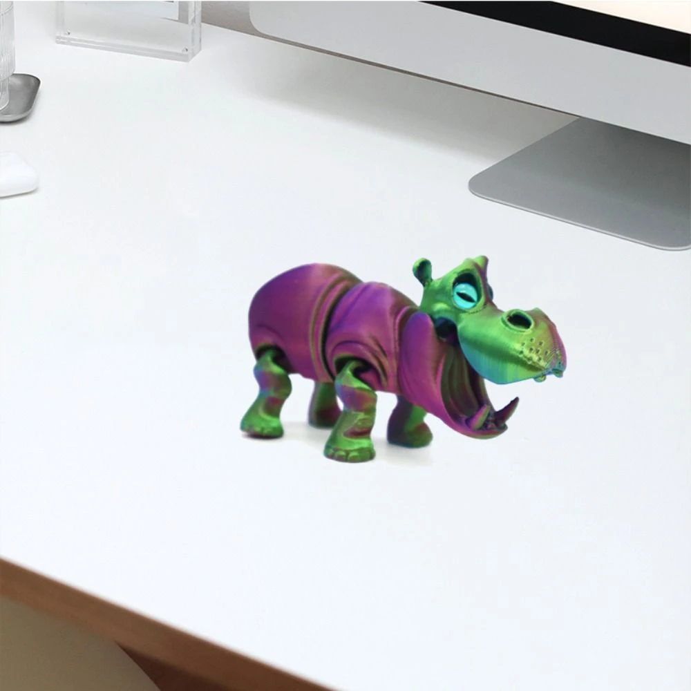 PLA Nilpferd-Bastelornamente, sensorisches Spielzeug, realistische Tiere, 3D-gedruckte Nilpferd-Figuren, Mini-Bastelarbeiten